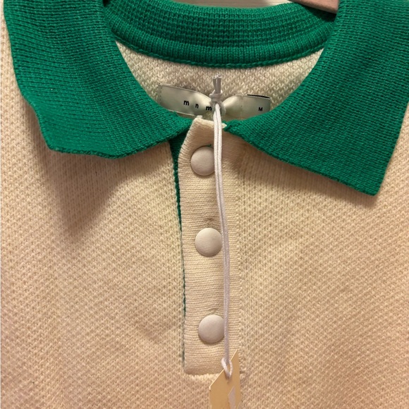 MNML Men’s Polo Knit Green/White Sweater Size Medium BNWT - Picture 10 of 11